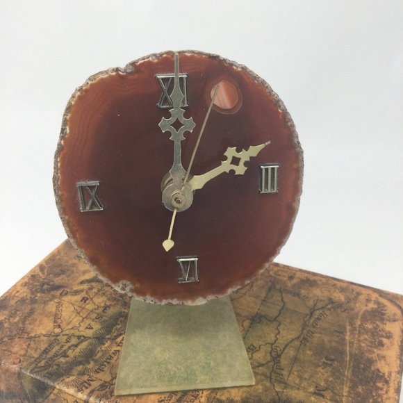 Vintage Agate Quartz Stone Clock - Picture 8 of 9